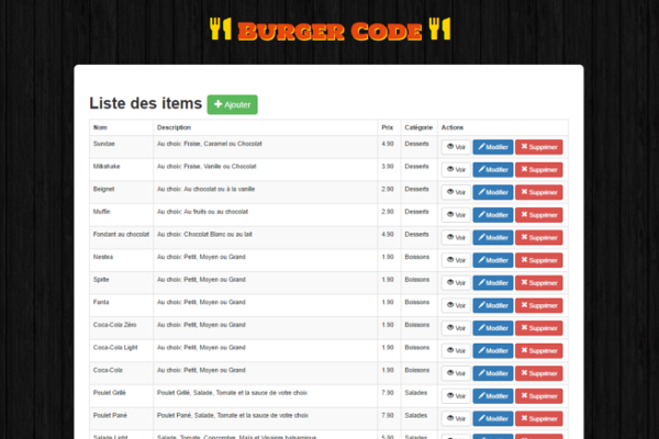Burger code admin